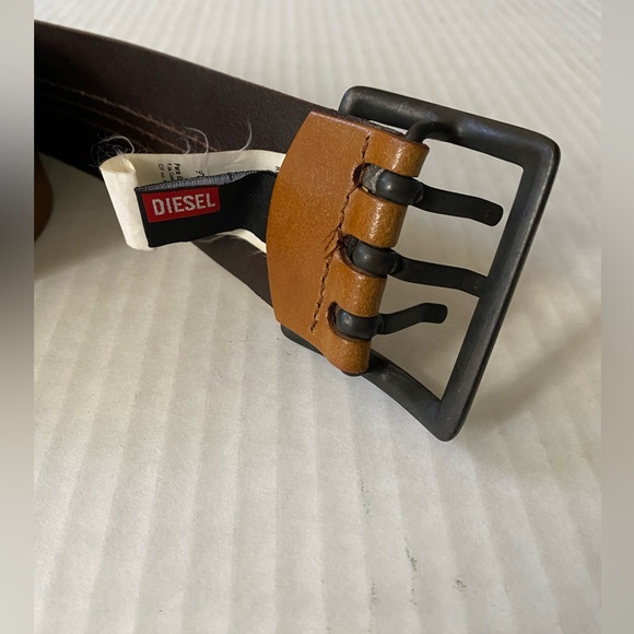 Diesel Threey Vintage Tan Leather Belt Size 34/90 - Picture 8 of 16